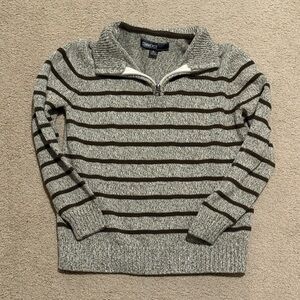 Commerce Boys’ Striped 1/4 Zip Sweater Size 8 Brown Cream Marled Knit